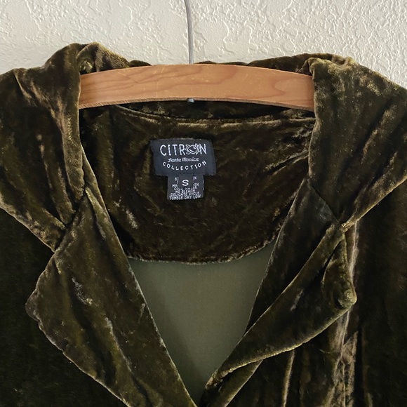Citron Santa Monica Collection Vintage Green Velvet Jacket - Picture 2 of 6
